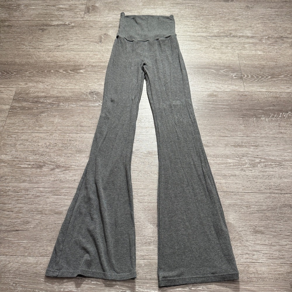 Flare Pants Women XS Gray Viscose Fiber Retro Bell Bottom Leggings 18x28 Yoga